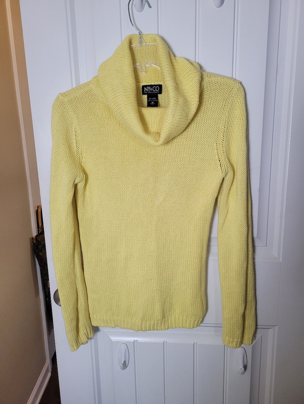 New York & Company Bright Yellow Cowl Neck Sweater Size M